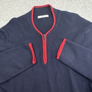 MNG Man by Mango Quarter Zip Sweater‎ Mens XL Casual Cotton Blend Pullover Navy